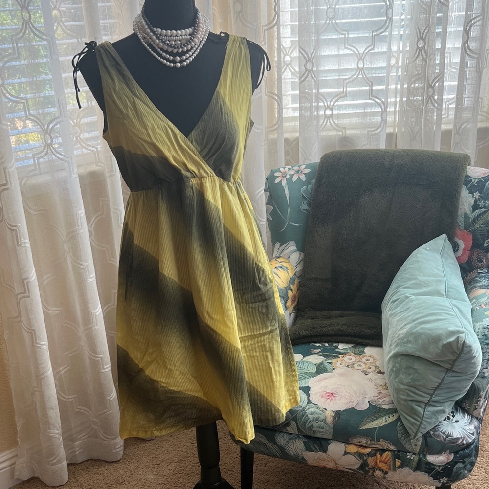 Anthropologie Yellow and Black Striped Mini Dress